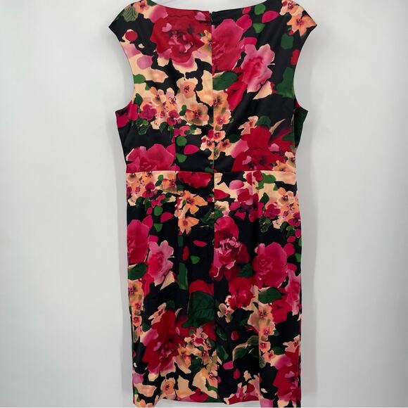 Talbots Sheath Dress Size 12 Floral Satin Watercolor Sleeveless - Picture 10 of 11
